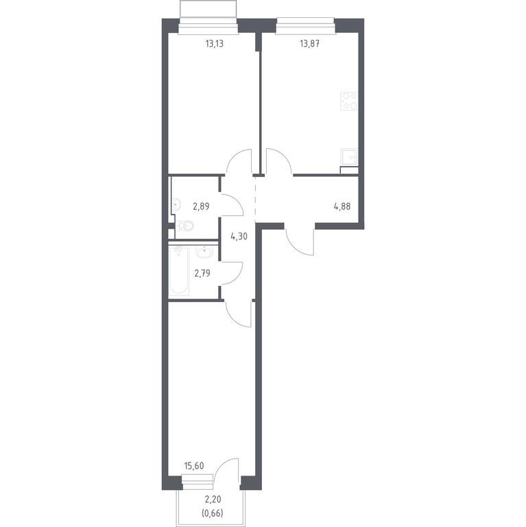 1-BD Apartment Sale, 58.12 sq. m. at Novoe Vnukovo, kvartal № 38, Kokoshkino Settlement, Moscow, Russia #1