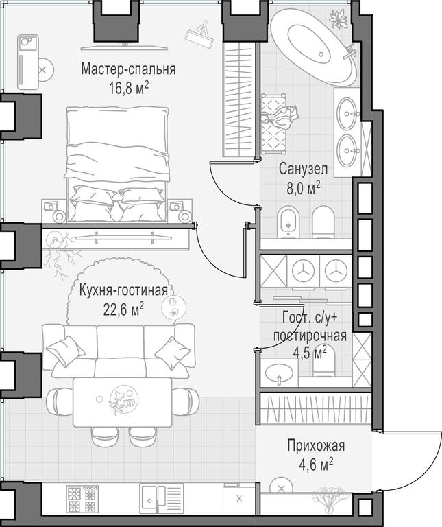 1-BD Apartment Sale, 56.6 sq. m. at Life Time, Sergeya Makeyeva Street, вл11/9с1-10, Moscow, Russia #1 1-BD Apartment Sale, 56.6 sq. m. at Life Time, Sergeya Makeyeva Street, вл11/9с1-10, Moscow, Russia #1