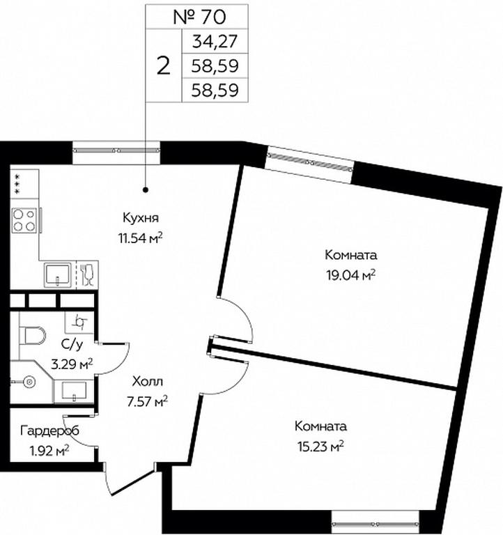 1-BD Apartment Sale, 58.59 sq. m. at Tsvetochnye Polyany City, kvartal № 165, Filimonkovskoye Municipal Formation, Moscow, Russia #1 1-BD Apartment Sale, 58.59 sq. m. at Tsvetochnye Polyany City, kvartal № 165, Filimonkovskoye Municipal Formation, Moscow, Russia #1