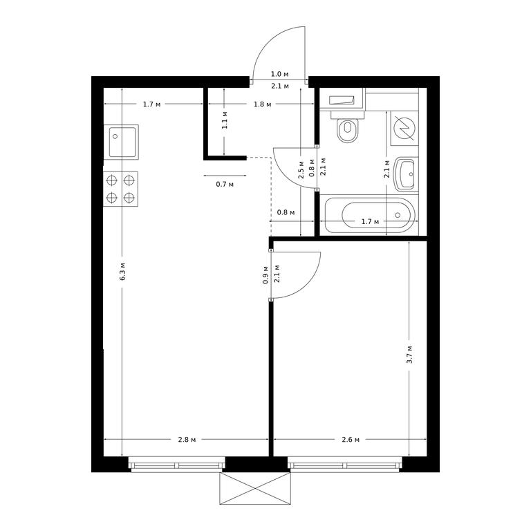 1-BD Apartment Sale, 32.6 sq. m. at Bolshaya Akademicheskaya 85, 3rd Nizhnelikhoborsky Drive, 1с16, Moscow, Russia #1