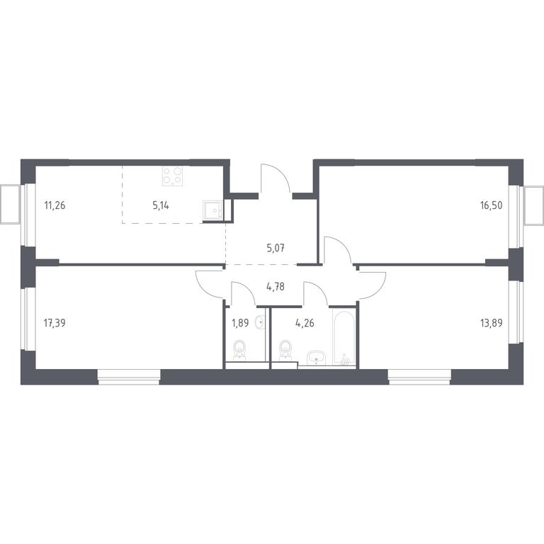 2-BD Apartment Sale, 80.18 sq. m. at Prigorod Lesnoe, Molodyozhny bulvar, 6, derevnya Misaylovo, Leninskiy City District, Moscow Region, Russia #1