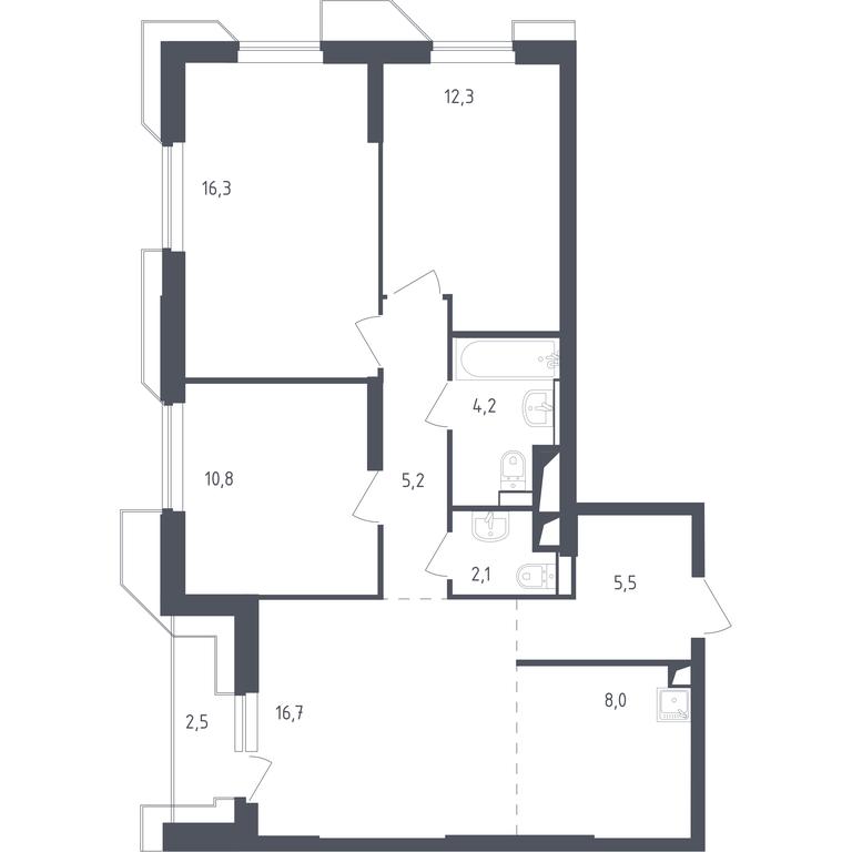 2-BD Apartment Sale, 83.19 sq. m. at Sputnik, Lipovoy Roschi Street, 1к4, derevnya Razdory, Odintsovskiy City District, Moscow Region, Russia #1 2-BD Apartment Sale, 83.19 sq. m. at Sputnik, Lipovoy Roschi Street, 1к4, derevnya Razdory, Odintsovskiy City District, Moscow Region, Russia #1