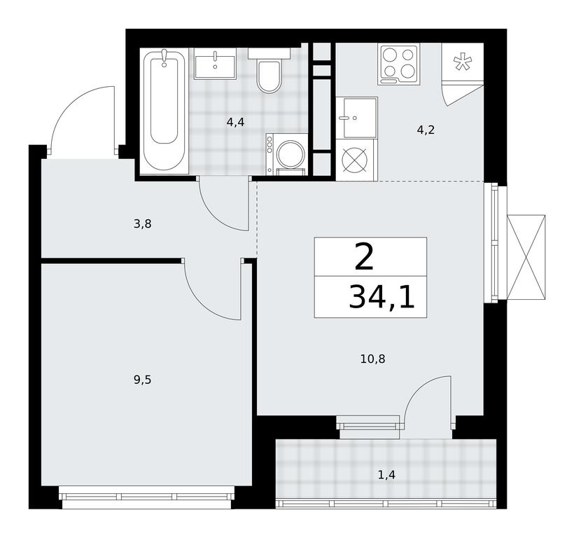 1-BD Apartment Sale, 34.1平方米 at Prokshino, Prokshino Residential Complex, Sosenskoye Settlement, Moscow, Russia #1 1-BD Apartment Sale, 34.1平方米 at Prokshino, Prokshino Residential Complex, Sosenskoye Settlement, Moscow, Russia #1