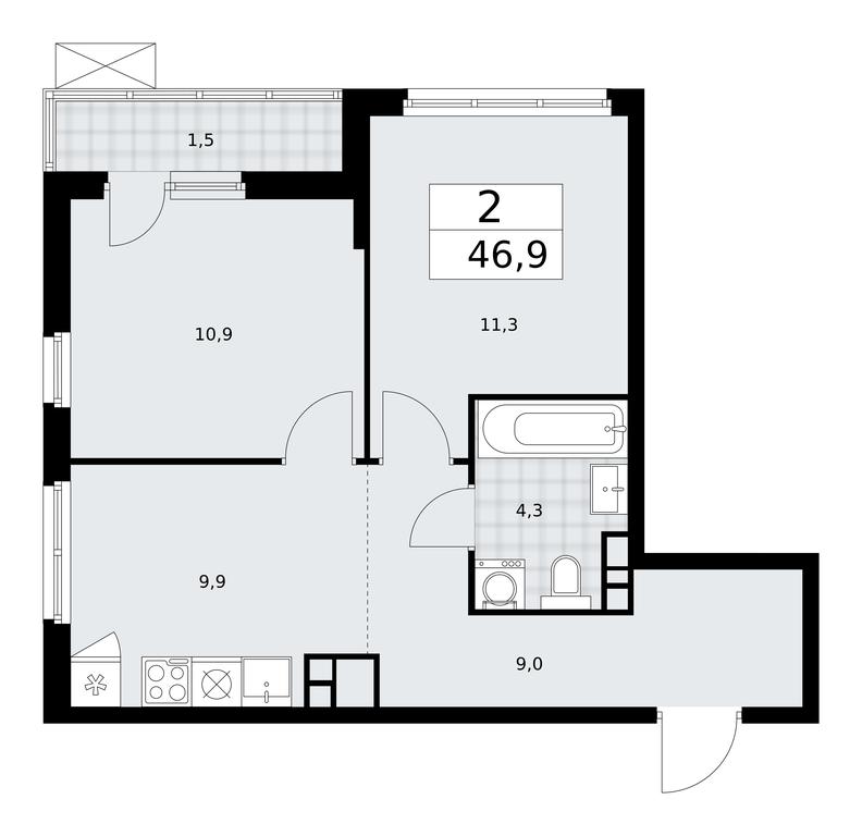 1-BD Apartment Sale, 46.9 sq. m. at Prokshino, Prokshino Residential Complex, Sosenskoye Settlement, Moscow, Russia #1 1-BD Apartment Sale, 46.9 sq. m. at Prokshino, Prokshino Residential Complex, Sosenskoye Settlement, Moscow, Russia #1