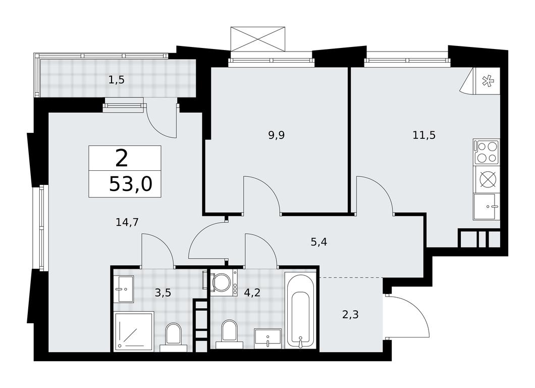 1-BD Apartment Sale, 53平方米 at Prokshino, Prokshino Residential Complex, Sosenskoye Settlement, Moscow, Russia #1 1-BD Apartment Sale, 53平方米 at Prokshino, Prokshino Residential Complex, Sosenskoye Settlement, Moscow, Russia #1