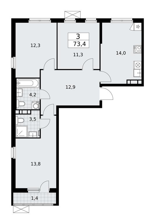 2-BD Apartment Sale, 73.4平方米 at Prokshino, Prokshino Residential Complex, Sosenskoye Settlement, Moscow, Russia #1 2-BD Apartment Sale, 73.4平方米 at Prokshino, Prokshino Residential Complex, Sosenskoye Settlement, Moscow, Russia #1