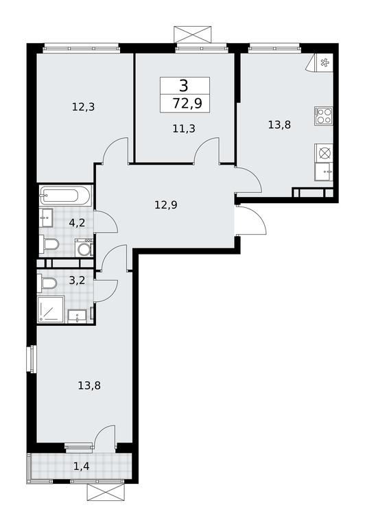 2-BD Apartment Sale, 72.9平方米 at Prokshino, Prokshino Residential Complex, Sosenskoye Settlement, Moscow, Russia #1 2-BD Apartment Sale, 72.9平方米 at Prokshino, Prokshino Residential Complex, Sosenskoye Settlement, Moscow, Russia #1