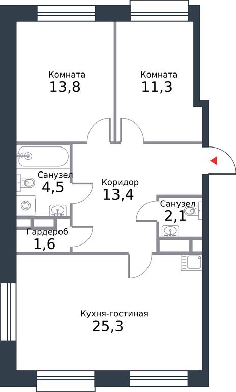 Apartment Sale, 72平方米 at River Park, Korabelnaya Street, 17к1, Moscow, Russia #1