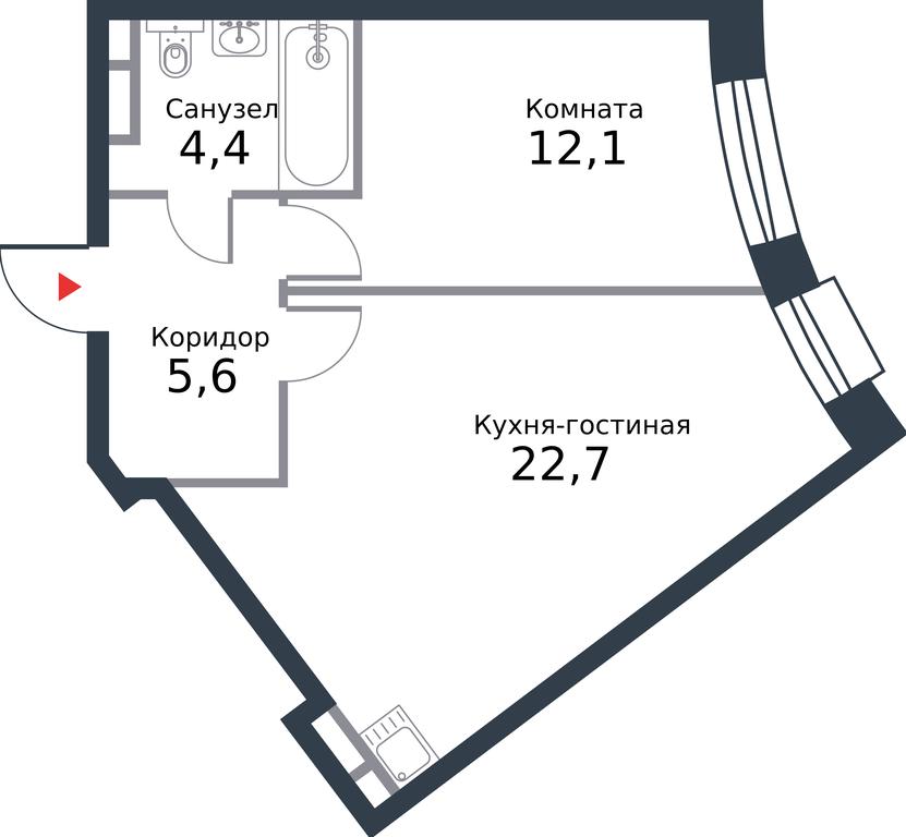 Apartment Sale, 44.8 sq. m. at River Park, Korabelnaya Street, 17к1, Moscow, Russia #1