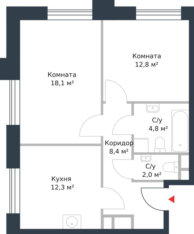 Apartment Sale, 58.4 sq. m. at River Park, Korabelnaya Street, 17к1, Moscow, Russia #1