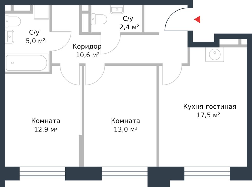 Apartment Sale, 61.4 sq. m. at River Park, Korabelnaya Street, 17к1, Moscow, Russia #1