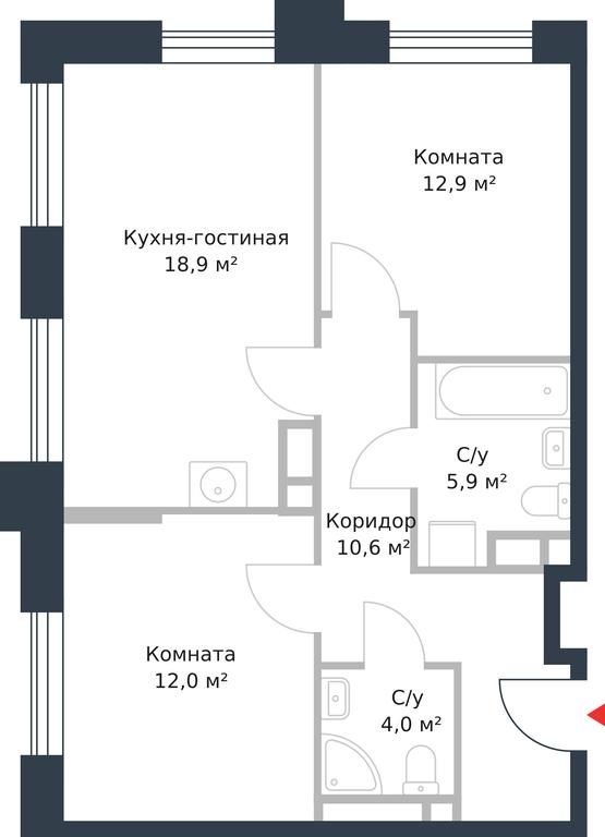 Apartment Sale, 64.3平方米 at River Park, Korabelnaya Street, 17к1, Moscow, Russia #1