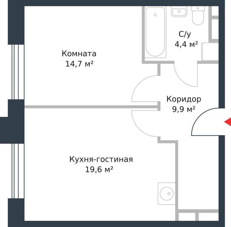 Apartment Sale, 48.6平方米 at River Park, Korabelnaya Street, 17к1, Moscow, Russia #1