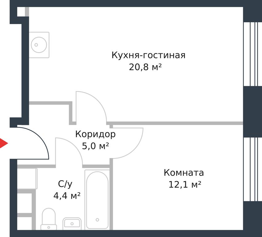 Apartment Sale, 42.3 sq. m. at River Park, Korabelnaya Street, 17к1, Moscow, Russia #1