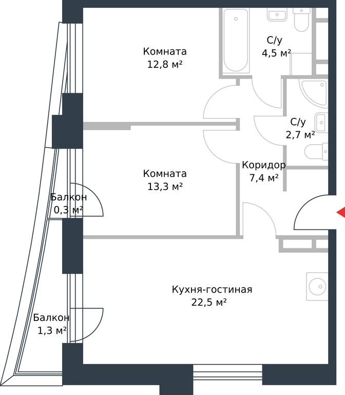 Apartment Sale, 64.8 sq. m. at River Park, Korabelnaya Street, 17к1, Moscow, Russia #1