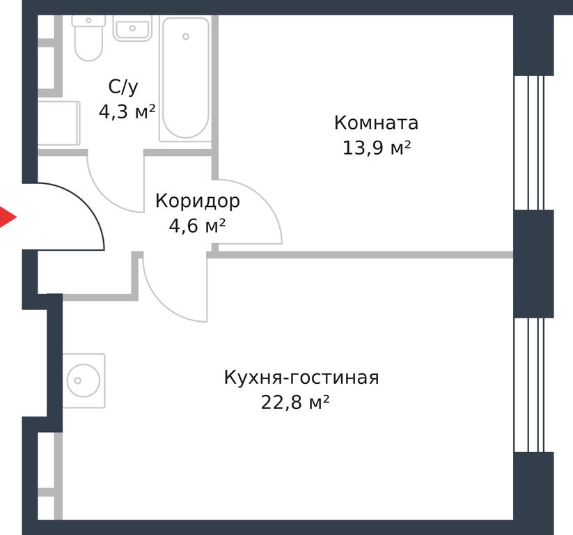 Apartment Sale, 45.6 sq. m. at River Park, Korabelnaya Street, 17к1, Moscow, Russia #1 Apartment Sale, 45.6 sq. m. at River Park, Korabelnaya Street, 17к1, Moscow, Russia #1