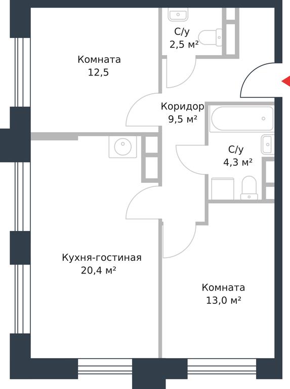 Apartment Sale, 62.2平方米 at River Park, Korabelnaya Street, 17к1, Moscow, Russia #1