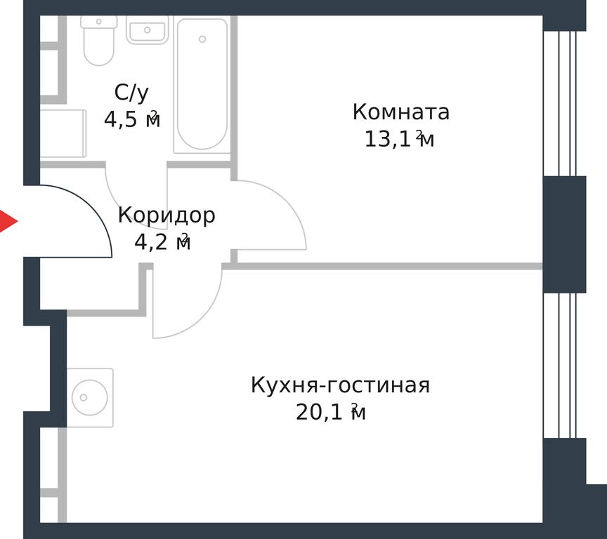 Apartment Sale, 41.9 sq. m. at River Park, Korabelnaya Street, 17к1, Moscow, Russia #1 Apartment Sale, 41.9 sq. m. at River Park, Korabelnaya Street, 17к1, Moscow, Russia #1