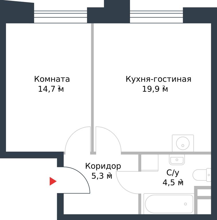 Apartment Sale, 44.4平方米 at River Park, Korabelnaya Street, 17к1, Moscow, Russia #1