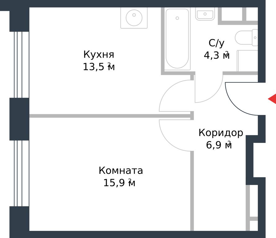 Apartment Sale, 40.6平方米 at River Park, Korabelnaya Street, 17к1, Moscow, Russia #1