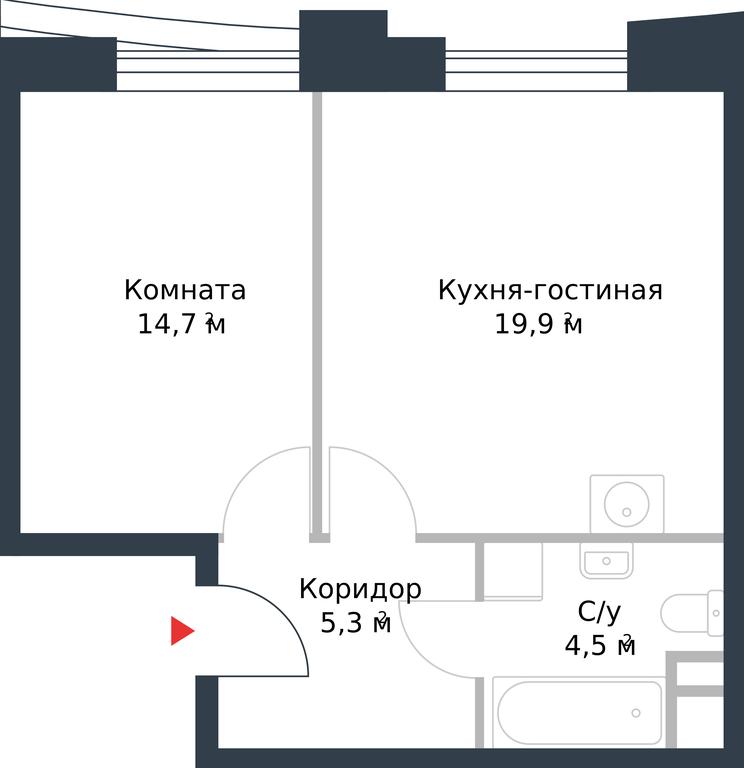Apartment Sale, 44.4平方米 at River Park, Korabelnaya Street, 17к1, Moscow, Russia #1