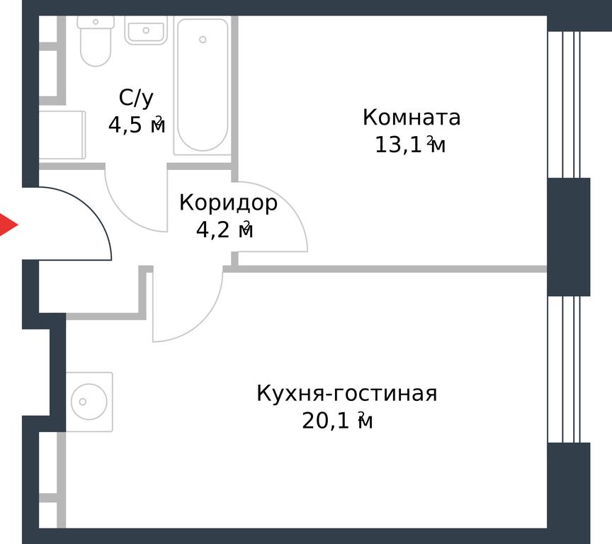 Apartment Sale, 41.9平方米 at River Park, Korabelnaya Street, 17к1, Moscow, Russia #1 Apartment Sale, 41.9平方米 at River Park, Korabelnaya Street, 17к1, Moscow, Russia #1