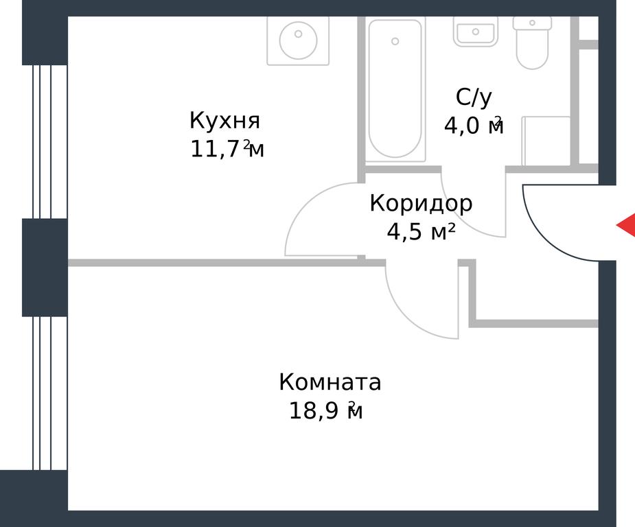 Apartment Sale, 39.1平方米 at River Park, Korabelnaya Street, 17к1, Moscow, Russia #1