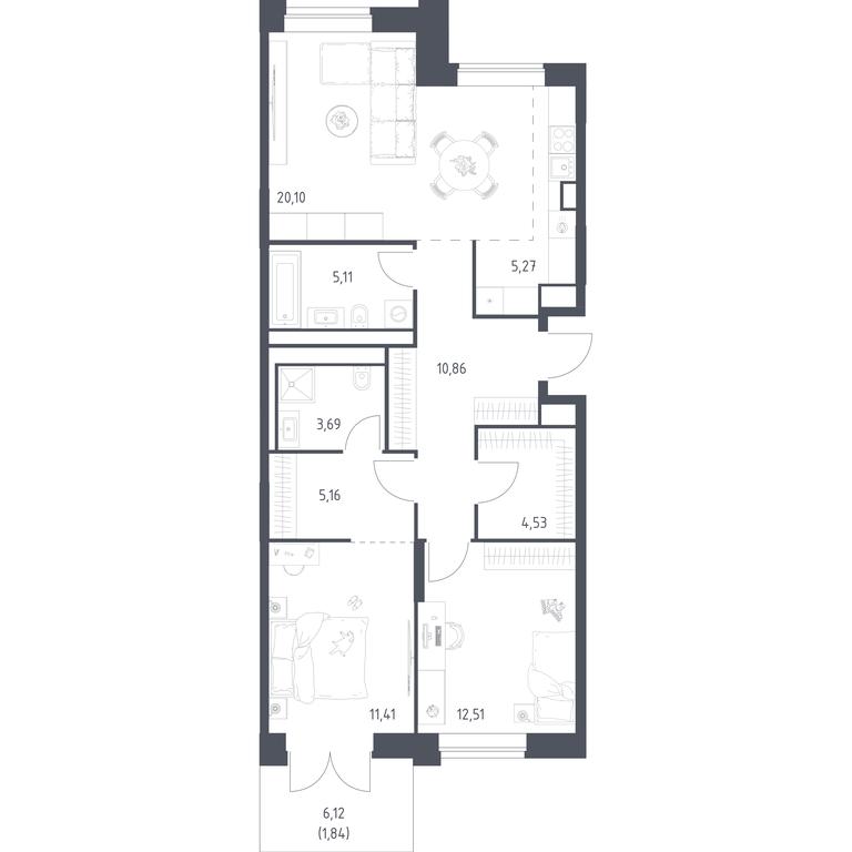 1-BD Apartment Sale, 80.48 sq. m. at Vereiskaya 41, Vereyskaya Street, 41, Moscow, Russia #2 1-BD Apartment Sale, 80.48 sq. m. at Vereiskaya 41, Vereyskaya Street, 41, Moscow, Russia #2