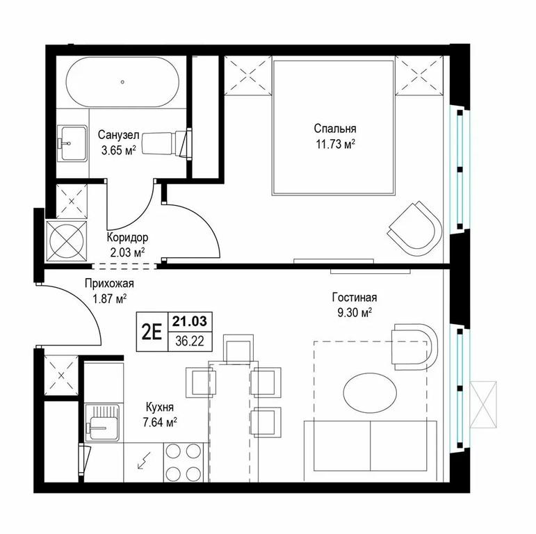 1-BD Apartment Sale, 36.3 sq. m. at Eko Vidnoe 2.0, kvartal Tsentralny, 1, Kupelinka Subdistrict, derevnya Sapronovo, Leninskiy City District, Moscow Region, Russia #1 1-BD Apartment Sale, 36.3 sq. m. at Eko Vidnoe 2.0, kvartal Tsentralny, 1, Kupelinka Subdistrict, derevnya Sapronovo, Leninskiy City District, Moscow Region, Russia #1