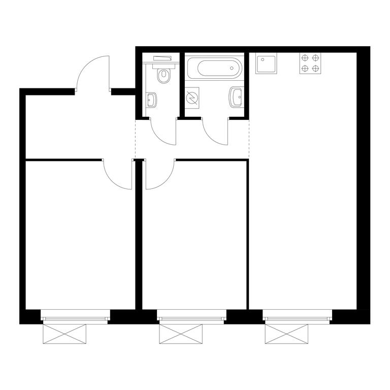 2-BD Apartment Sale, 60.8平方米 at Vostochnoe Butovo, Krymskaya Street, 13, rabochiy posyolok Bobrovo, Leninskiy City District, Moscow Region, Russia #1
