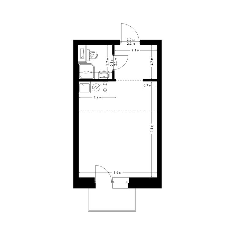 Apartment Sale, 26 sq. m. at Polar, Polyarnaya Street, 39Б, Moscow, Russia #1