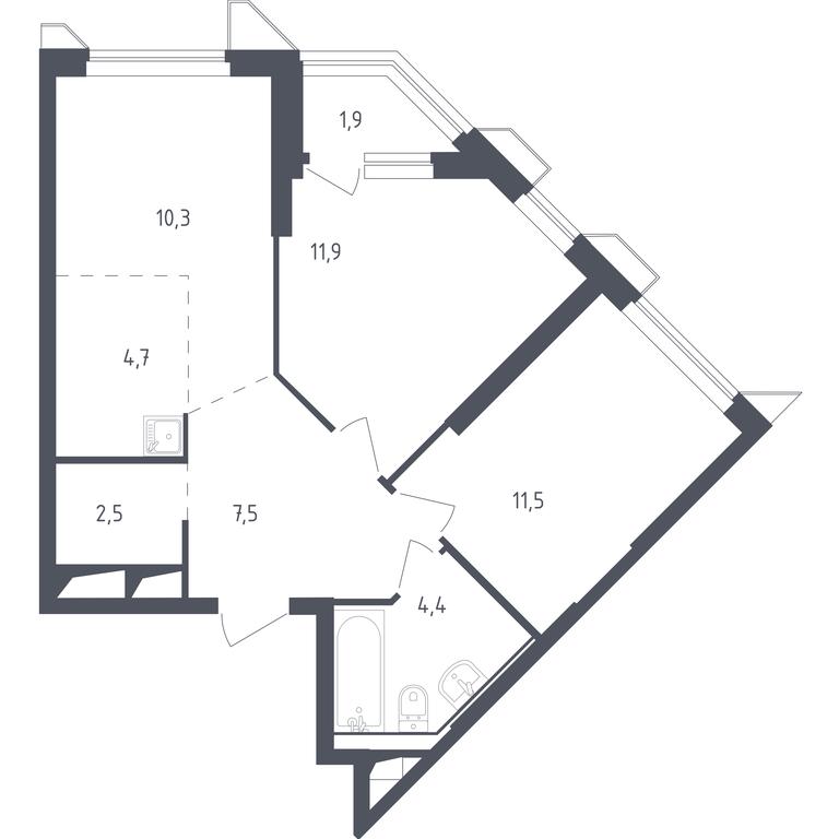 1-BD Apartment Sale, 54.62 sq. m. at Sputnik, Lipovoy Roschi Street, 1к4, derevnya Razdory, Odintsovskiy City District, Moscow Region, Russia #1 1-BD Apartment Sale, 54.62 sq. m. at Sputnik, Lipovoy Roschi Street, 1к4, derevnya Razdory, Odintsovskiy City District, Moscow Region, Russia #1