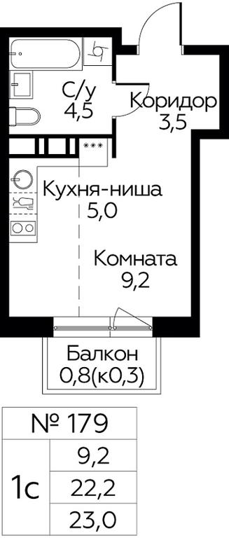Apartment Sale, 23 sq. m. at Tsvetochnye Poliany, kvartal № 23, Filimonkovskoye Municipal Formation, Moscow, Russia #1