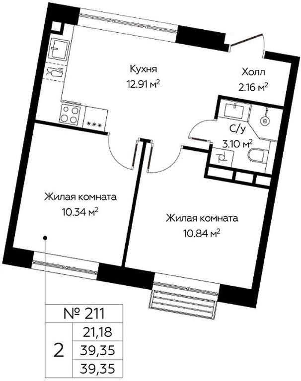Продажа 1-комн. квартиры, 39,35 м² в ЖК «Цветочные Поляны Сити», квартал № 165, поселение Филимонковское, Москва, Россия #1
