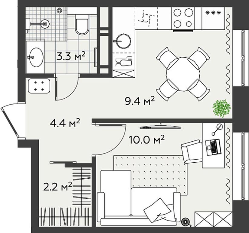 Apartment Sale, 29.3平方米 at Eko Bunino, prospekt Kuprina, 34к1, Sosenskoye Settlement, Moscow, Russia #2
