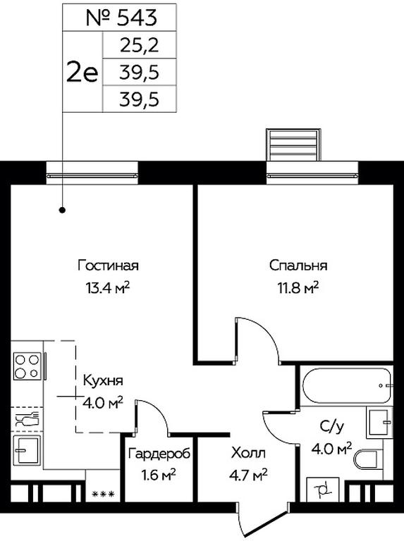1-BD Apartment Sale, 39.5平方米 at Eko Bunino, prospekt Kuprina, 34к1, Sosenskoye Settlement, Moscow, Russia #1