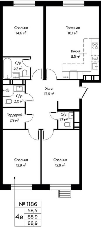 3-BD Apartment Sale, 88.9 sq. m. at Eko Bunino, prospekt Kuprina, 34к1, Sosenskoye Settlement, Moscow, Russia #1 3-BD Apartment Sale, 88.9 sq. m. at Eko Bunino, prospekt Kuprina, 34к1, Sosenskoye Settlement, Moscow, Russia #1