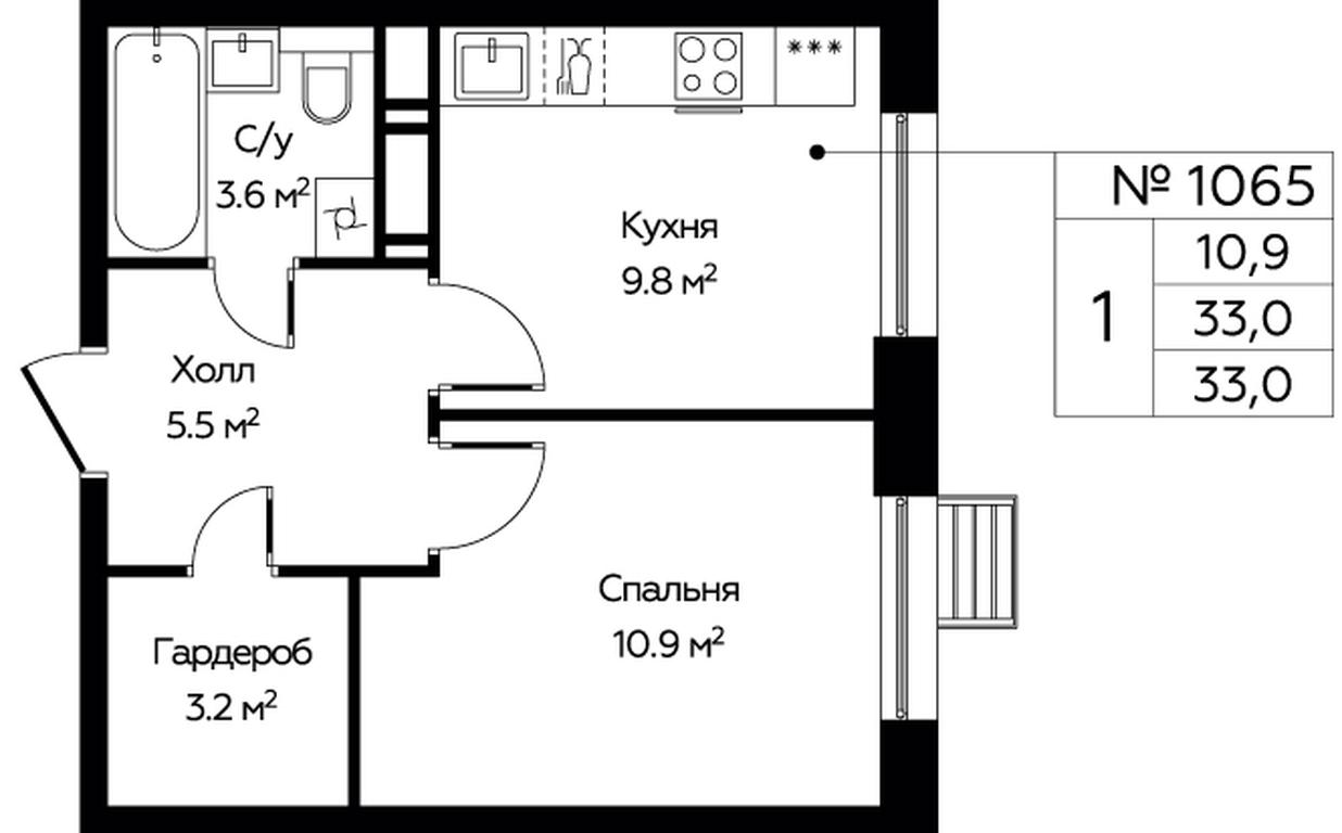 Apartment Sale, 33 sq. m. at Eko Bunino, prospekt Kuprina, 34к1, Sosenskoye Settlement, Moscow, Russia #1