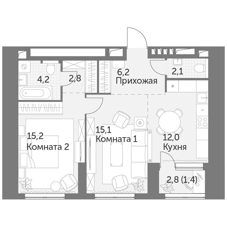 2-BD Apartment Sale, 59 sq. m. at Arkhitektor, Akademika Volgina Street, 2Д, Moscow, Russia #1 2-BD Apartment Sale, 59 sq. m. at Arkhitektor, Akademika Volgina Street, 2Д, Moscow, Russia #1