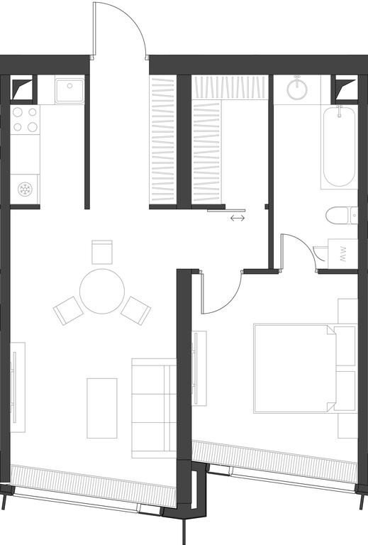 1-BD Apartment Sale, 54.72 sq. m. at Dom Dau, 1st Krasnogvardeysky Drive, 12с6, Moscow, Russia #1