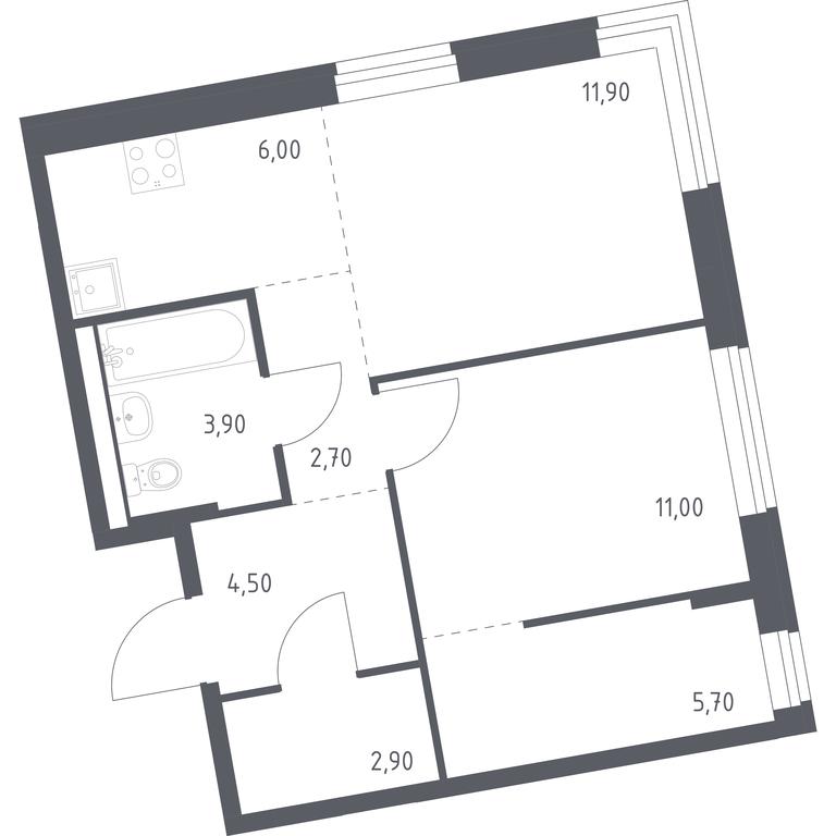 Apartment Sale, 48.6 sq. m. at Kvartal Zapadnyj, kvartal № 76, Marushkinskoye Settlement, Moscow, Russia #1 Apartment Sale, 48.6 sq. m. at Kvartal Zapadnyj, kvartal № 76, Marushkinskoye Settlement, Moscow, Russia #1