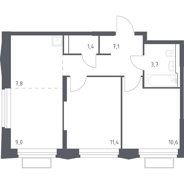 1-BD Apartment Sale, 51.02平方米 at Kvartal Strogino, zhiloy kompleks Kvartal Strogino, Krasnogorsk, Moscow Region, Russia #1 1-BD Apartment Sale, 51.02平方米 at Kvartal Strogino, zhiloy kompleks Kvartal Strogino, Krasnogorsk, Moscow Region, Russia #1