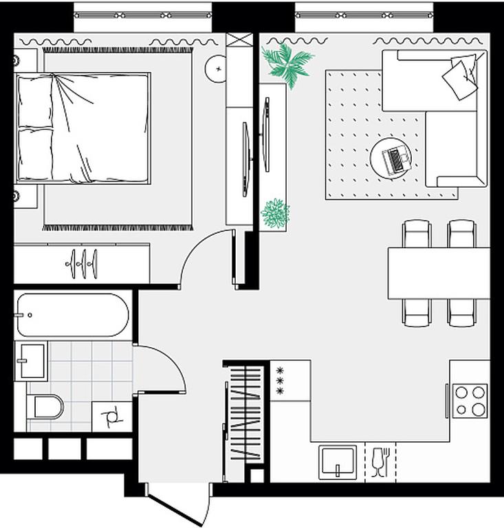 1-BD Apartment Sale, 43.74平方米 at Novograd Pavlino, Kosinskoye shosse, 2, Novoye Pavlino Microdistrict, Balashikha, Moscow Region, Russia #2
