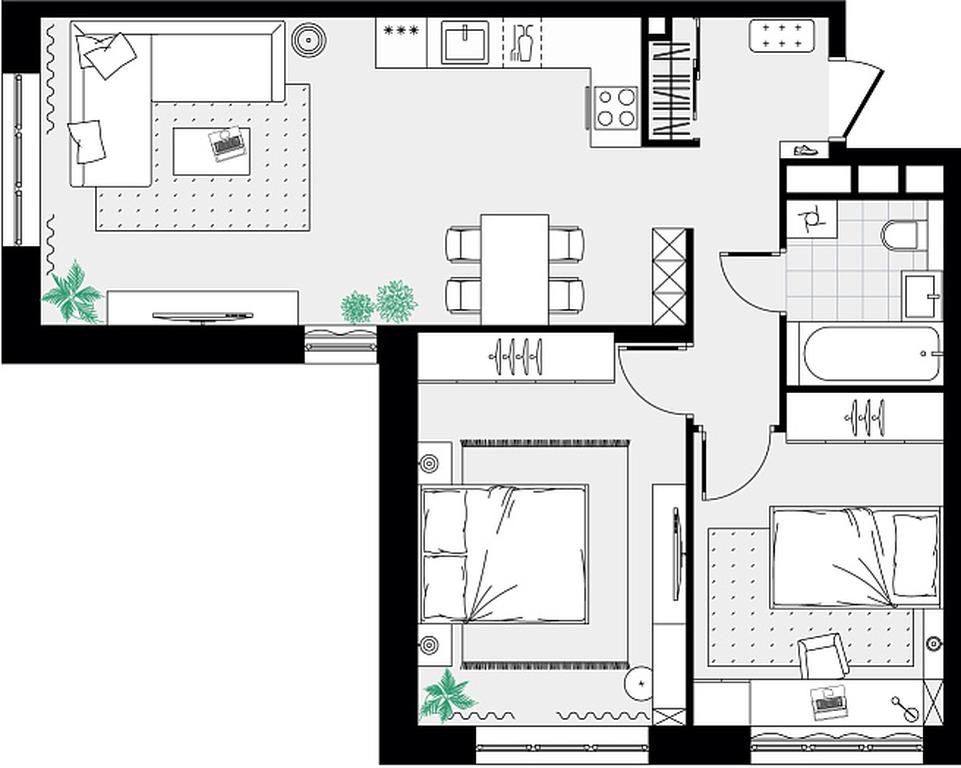 2-BD Apartment Sale, 63.24平方米 at Novograd Pavlino, Kosinskoye shosse, 2, Novoye Pavlino Microdistrict, Balashikha, Moscow Region, Russia #2