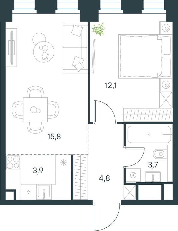 1-BD Apartment Sale, 40.3平方米 at Level Seligerskaya 2, Ilmenskiy Drive, 8Ас1, Moscow, Russia #1