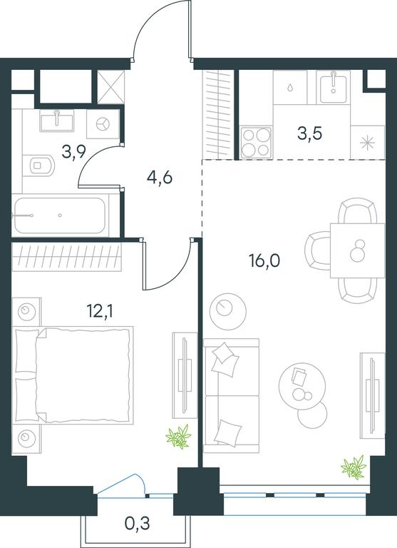 1-BD Apartment Sale, 40.4平方米 at Level Seligerskaya 2, Ilmenskiy Drive, 8Ас1, Moscow, Russia #1 1-BD Apartment Sale, 40.4平方米 at Level Seligerskaya 2, Ilmenskiy Drive, 8Ас1, Moscow, Russia #1