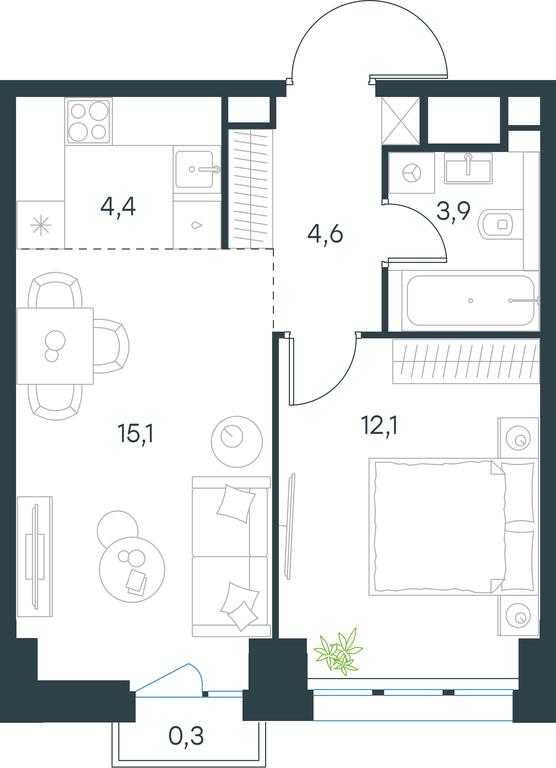 1-BD Apartment Sale, 40.4平方米 at Level Seligerskaya 2, Ilmenskiy Drive, 8Ас1, Moscow, Russia #1 1-BD Apartment Sale, 40.4平方米 at Level Seligerskaya 2, Ilmenskiy Drive, 8Ас1, Moscow, Russia #1