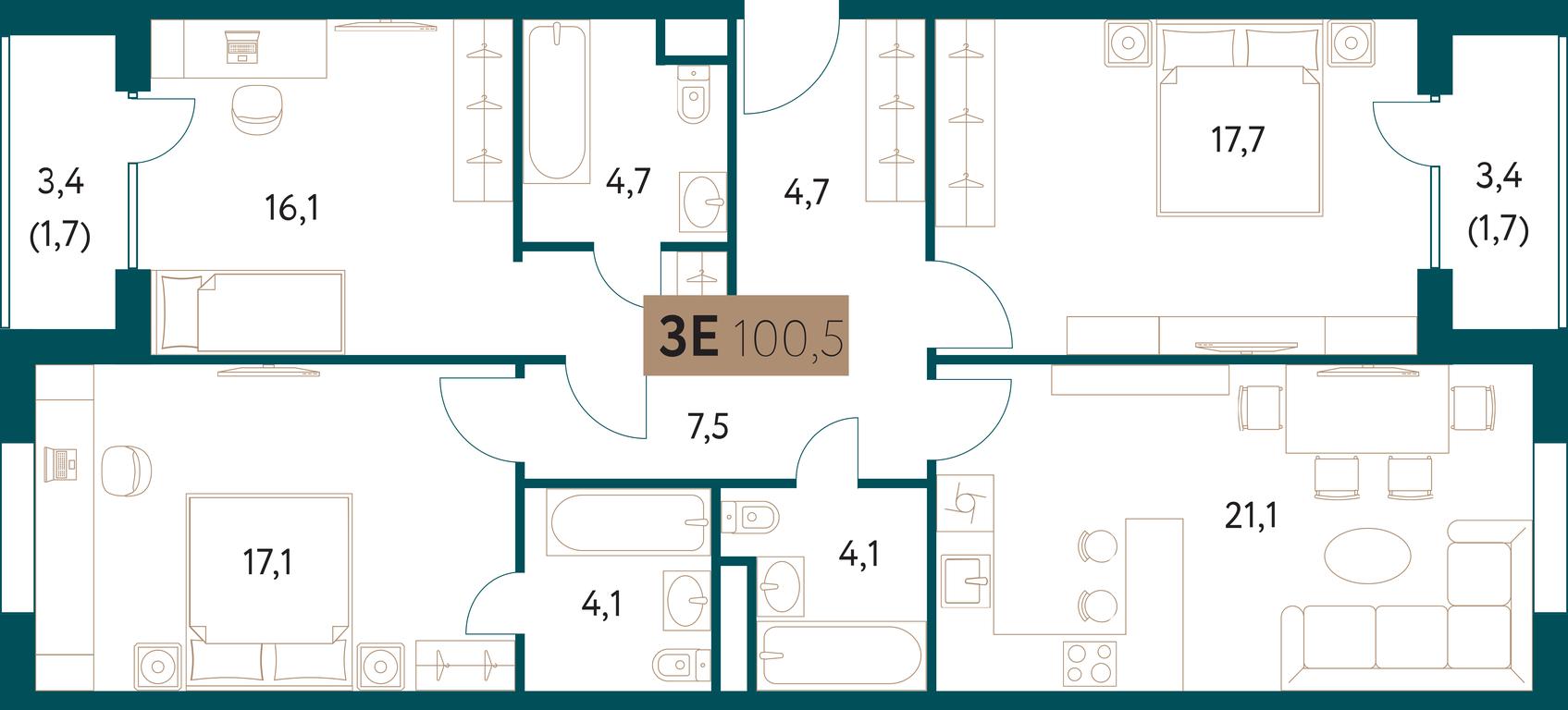3-BD Apartment Sale, 100.4 sq. m. at Nastoiashchee, Vinnitskaya Street, 8к1, Moscow, Russia #1 3-BD Apartment Sale, 100.4 sq. m. at Nastoiashchee, Vinnitskaya Street, 8к1, Moscow, Russia #1