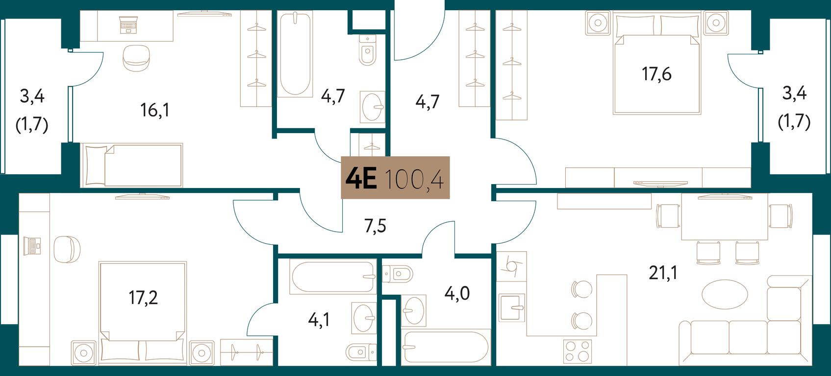 3-BD Apartment Sale, 100.4 sq. m. at Nastoiashchee, Vinnitskaya Street, 8к1, Moscow, Russia #2 3-BD Apartment Sale, 100.4 sq. m. at Nastoiashchee, Vinnitskaya Street, 8к1, Moscow, Russia #2