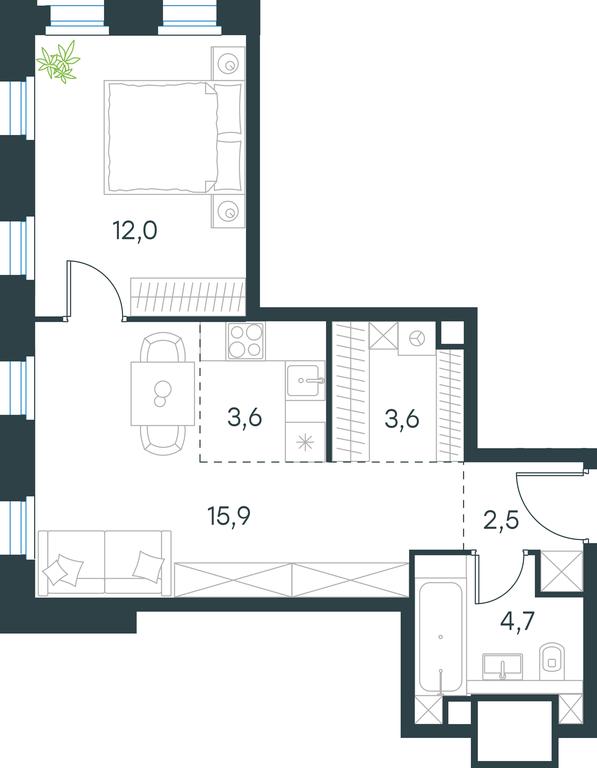 1-BD Apartment Sale, 42.3平方米 at Level Seligerskaya 2, Ilmenskiy Drive, 8Ас1, Moscow, Russia #1 1-BD Apartment Sale, 42.3平方米 at Level Seligerskaya 2, Ilmenskiy Drive, 8Ас1, Moscow, Russia #1